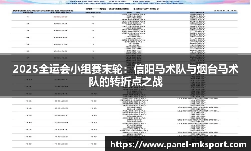 2025全运会小组赛末轮：信阳马术队与烟台马术队的转折点之战